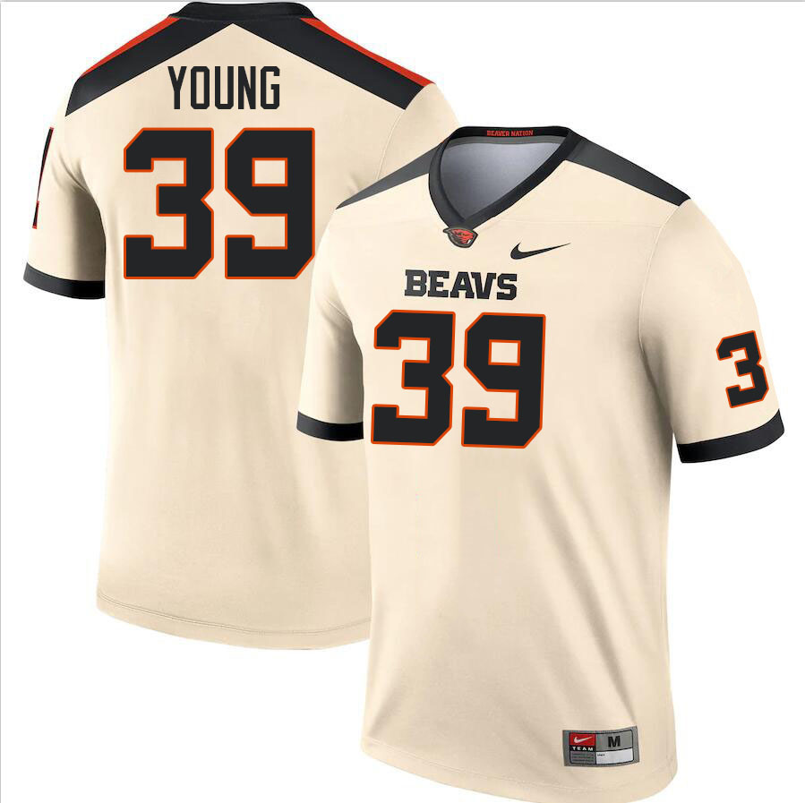 Men #39 Jaydin Young Oregon State Beavers College Football Jerseys Stitched-Cream